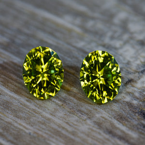 Precision matched pair of Barion style oval GoGo Peridot 3.49 cts.